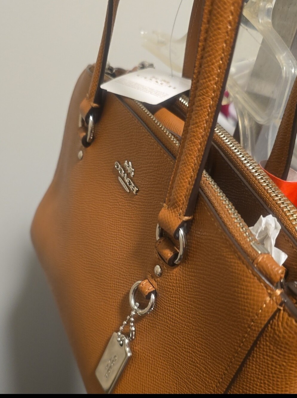 Coach Stanton 26 - Carryall Saddle Brown Crossgrain Leather Satchel Bag - Picture 11 of 16